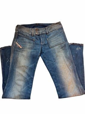 Diesel Women's Y2K Blue Distressed Boot Cut Jeans - Made In Italy